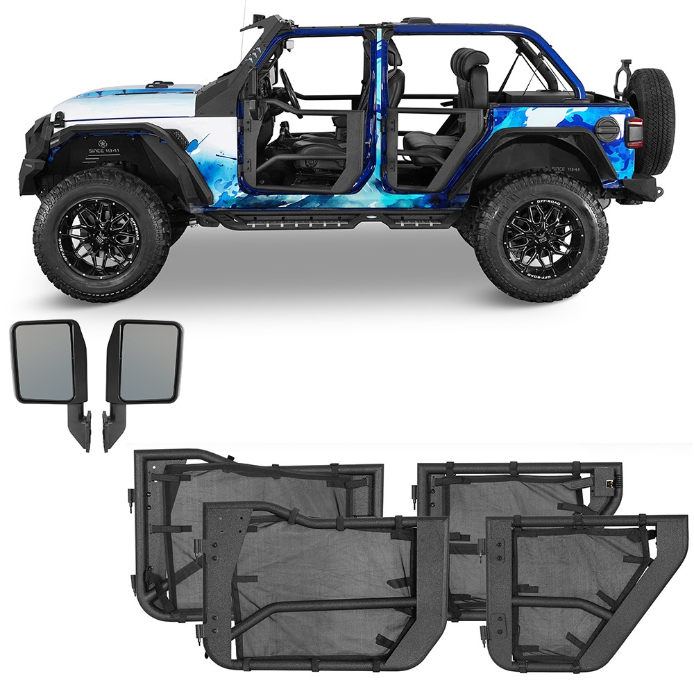 Motobilt Aluminum Front Half Doors, Jeep Wrangler JL/Gladiator JT