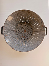 Vintage Gray Graniteware / Enamelware Kitchen Colander With handles