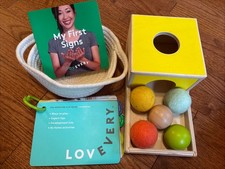 Lovevery Inspector Play Lot Wooden Ball Drop Box Treasure Basket Signs Book