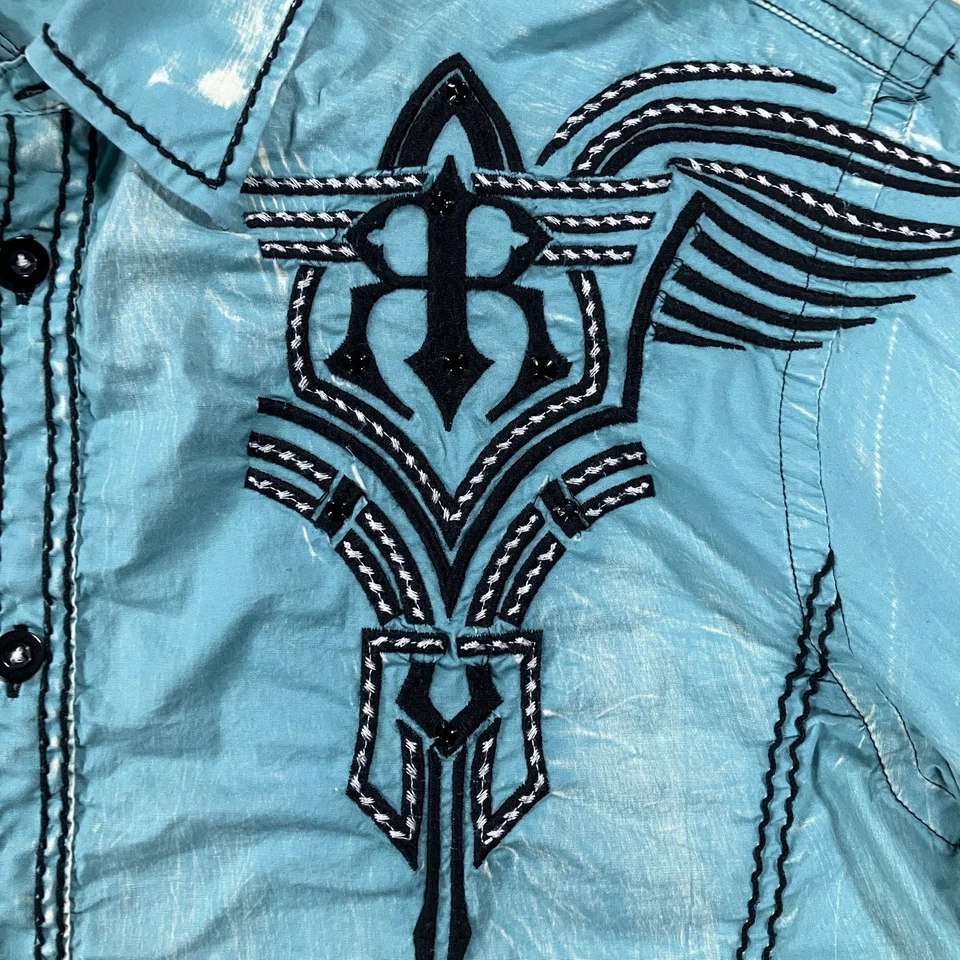 Camisa Roar Para Hombre Mediana Verde Diseño Bordado Manga Larga Abotonada Foto 3 de 4