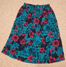 Vintage Sag Harbor floral Maxi skirt hibiscus leaf pattern Pull on Medium Pink
