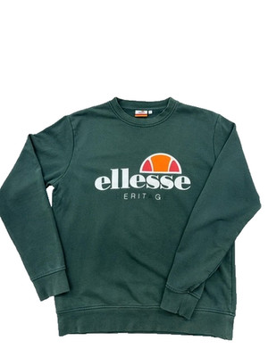 Ellesse Green Crew Sweatshirt Heritage Logo Long Sleeve L