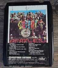 Beatles "Sgt. Pepper's Lonely Hearts Club" 8 Track Tape Serviced w Splice, Foam