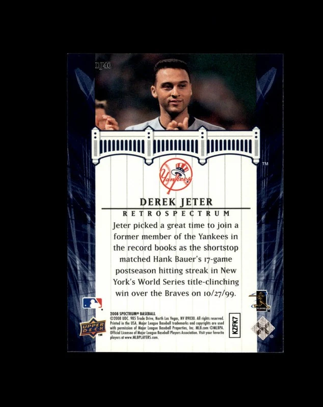 2009 Upper Deck Spectrum Derek Jeter Retrospectrum #DJ40 Yankees Insert - Image 2 of 2