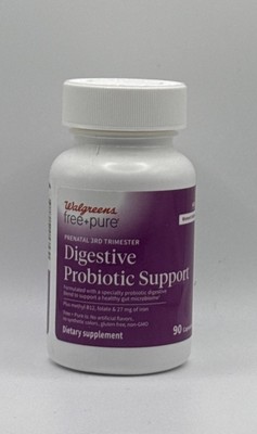 Free+Pure Prenatal 3rd Trimester Digestive Probiotic Support Capsules, Exp 9/27
