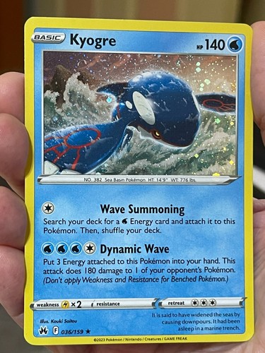 POKEMON KYOGRE 036/159 RARE HOLOFOIL COSMOS CROWN ZENITH NM CARD
