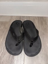 OluKai Ohana Men s Size 12 Black Flip Flop Sandals Shoes