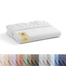 Linen Home 100 Cotton Percale Weave Fitted Sheet, Queen Size, White, 1 Deep ...
