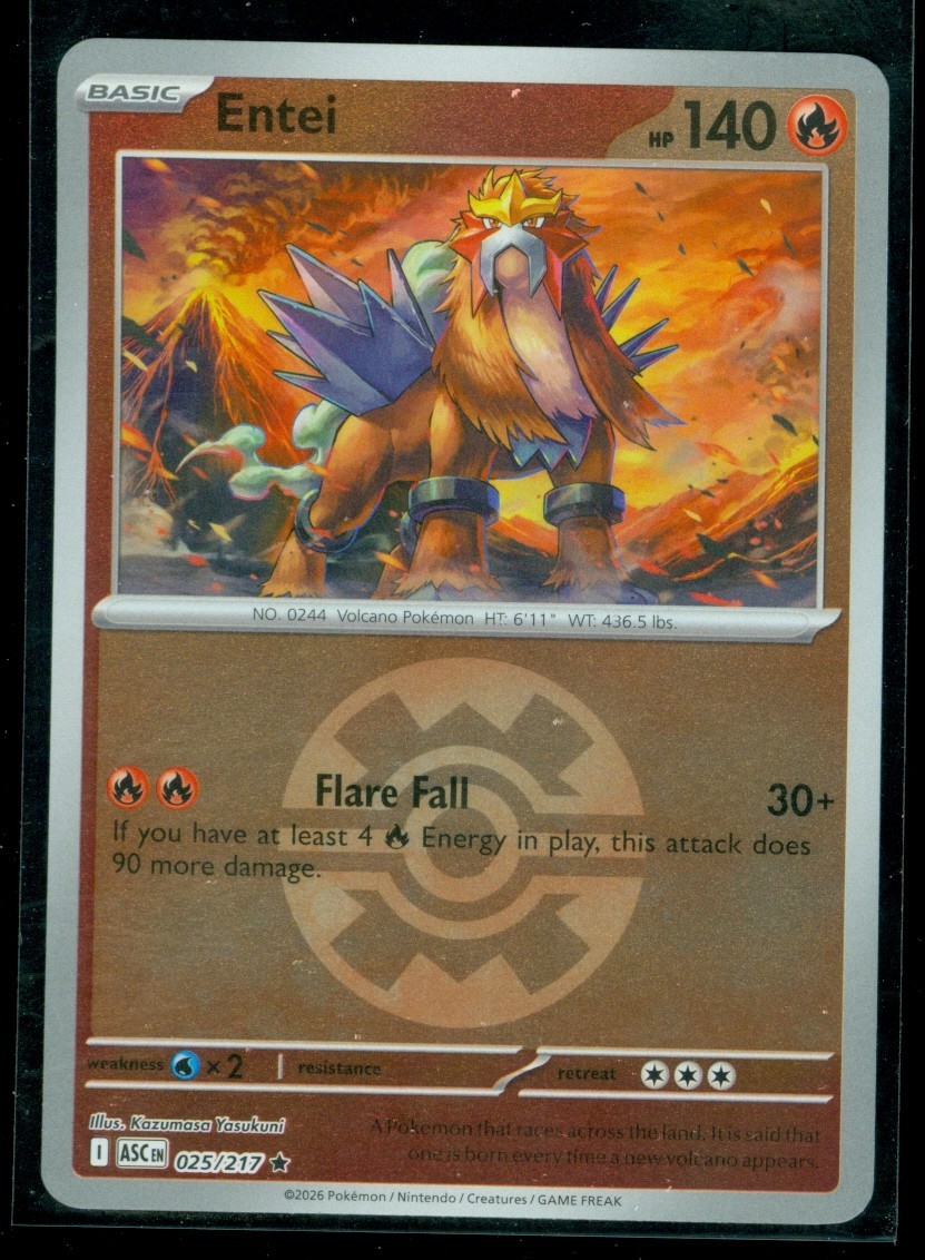 Pokemon ENTEI 025/217 - Ascended Heroes - Rev Holo - QUICK BALL PATTERN