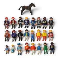 Vintage Playmobil Mixed Figure Lot Pirates Police Civilians Kids Horse 25 Pieces
