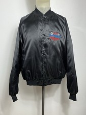 Vintage Westark USA Chevrolet Racing Jacket Mens Lg Black Satin Button-Up Pocket