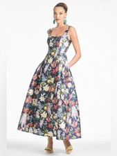 Sachin Babi Mia Printed Stretch Mikado Gown In Alto Giardino Size 0