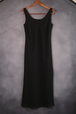Virgo Little Black Evening Pull-On Long Dress Sz 8 Shaped Sheath Silhouette