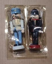 2 Vintage  4'' Christmas Nutcracker Wooden Soldier Decorative Ornament Decor