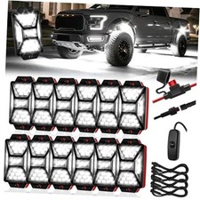 12 Pods 324 LED Pure White Rock Lights Kit with Switch Wiring Harness, 12 pods