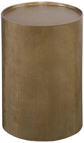 Glam Aluminum Round Accent Table 12" Wide Antique Gold for Living Room Bedroom - Picture 2 of 5