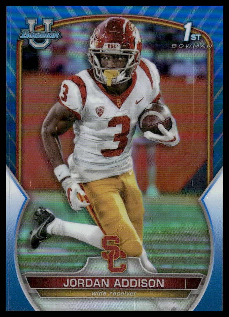 2022 Bowman University Chrome #36 Jordan Addison Blue Refractor #/199