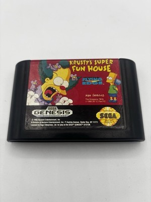 Sega Genesis Krustys Super Fun House game The Simpsons tested vintage 