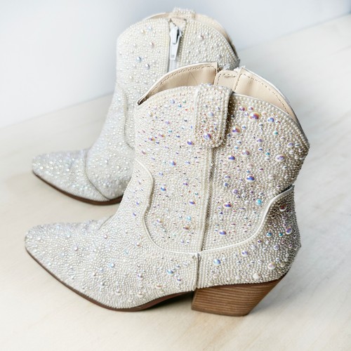 Stivali stivali western Betsey Johnson Diva bianco perla taglia 7 donna - Foto 2 di 10