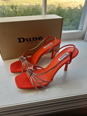 Dune London Womens Size 8 Red Orange Silver Sparkle Heels