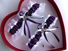 NEW Gorgeous Plum White Wedding Garter Prom  GetTheGoodStuff A Motorcycle 