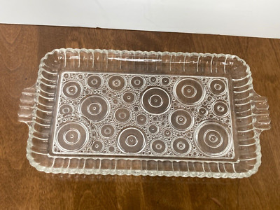 Vintage Anchor Glass Serva-Snack Serving Tray (only) Colonial Lady Pattern