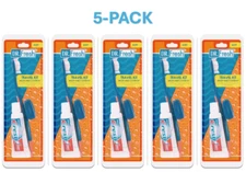 **5 PACK** Dr. Fresh Toothbrush Travel Kit w/ Crest plus+ Paste & Brush Head Cap
