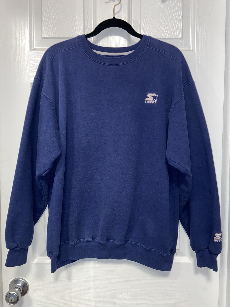Vintage Starter Sweatshirt Blue Spellout Logo USA 90s Crewneck