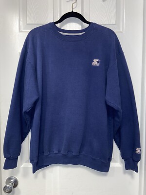 Vintage Starter Sweatshirt Blue Spellout Logo USA 90s Crewneck