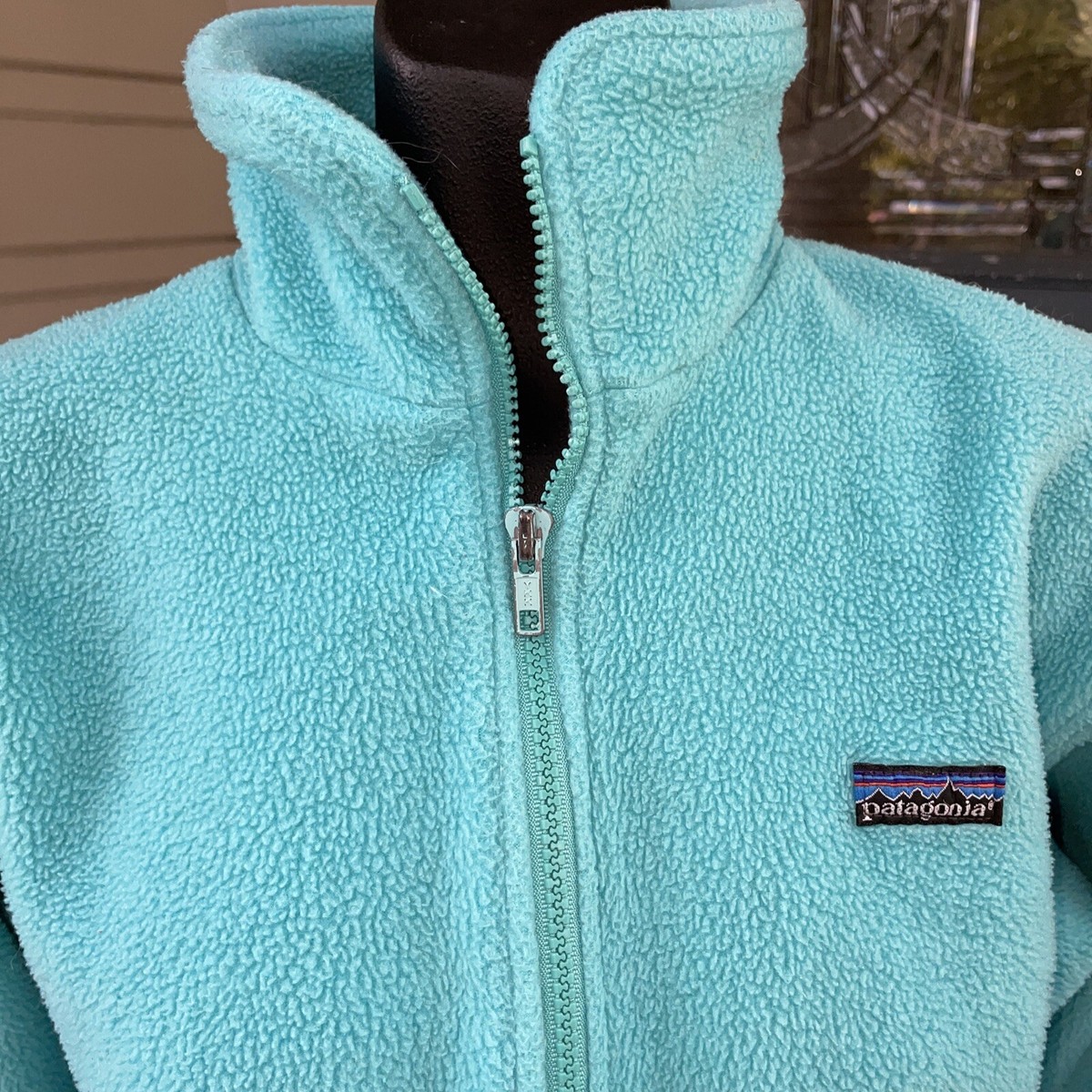 Vintage 70s PATAGONIA Aqua Fleece Full Zip Jacket, Size 12 USA