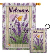 Lavender Floral Butterflies Blossom Bouquet Violet Garden House Yard Flag