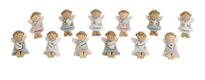 12 kleine Schutzengel Set weiß | blau | rosa Poly-Figur Engel Mitgebsel Geschenk