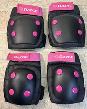 Pre-Owned Razor Multi-Sport Elbow/Knee Pads and Wrist Guards Pink Girls Youth 5+