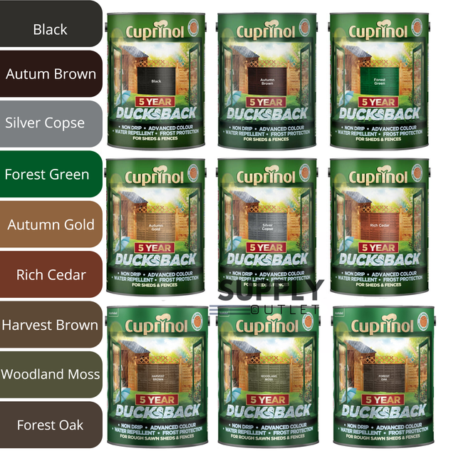 Cuprinol 5 Year Ducksback Shed and Fence Paint 5L Autumn Brown for