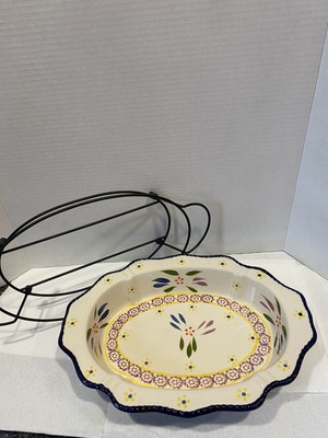 Temptations By Tara 1.5 Quart Ovenware Old World Confetti Oval Baker w Holder