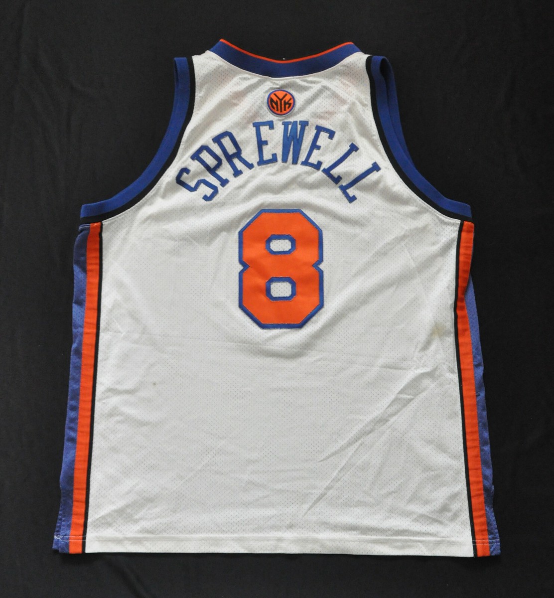 ウェア NY KNICKS SPREWELL 52 XXL SPREWELL NBA Vintage Champion Latrell Sprewell New York Knicks Jersey Sz