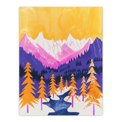 Lebendiger abstrakter Mount Fitz Roy Patagonienwald Wandbild Poster Druck