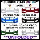 NEW FRONT BUMPER FOR 2016-2018 HONDA CIVIC PAINTED *CHOOSE YOUR COLOR* HO1000306