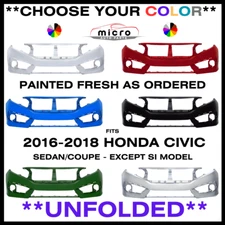 NEW FRONT BUMPER FOR 2016-2018 HONDA CIVIC PAINTED *CHOOSE YOUR COLOR* HO1000306