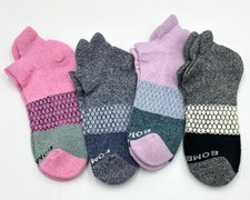 4 Pack Bombas Ankle socks 4 Colors Mix Women's Solid Honeycomb Size Med 8-10.5