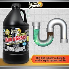Instant Power Hair and Grease Drain Opener, Liquid Clog Opener - 67.7oz 2L