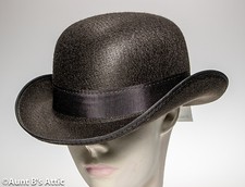 Bowler/Derby Hat Dark Brown Pressed Felt Victorian Era Gentleman's Costume Hat