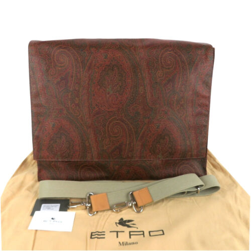 Authentic ETRO Made in Italy Paisley Large Satchel Flap Shoulder Bag + Dust Bag - Afbeelding 1 van 19