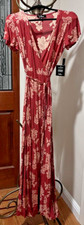 Lulu’s Heart Of Marigold Rust Floral V-Neck True Wrap Maxi Dress Size XS READ