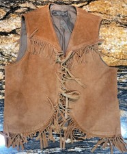 Vntg Golden Thread outerwear Brill Bros. Brown suede fringed vest unisex small