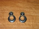 Vintage Pair of Costume Jewelry Earrings #47 Gold Tone and Gray Dangle Pierced