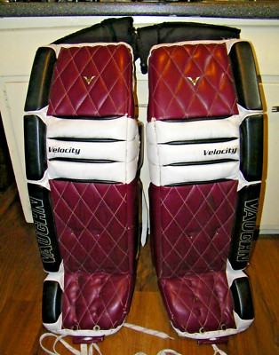 VAUGHN VELOCITY V5 7800 SENIOR HOCKEY GOALIE PADS 35+2 NICE SHAPE,GREAT COLORS