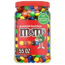 M M'S Peanut Butter Milk Chocolate Candy Jar, 55 oz Bulk Pack