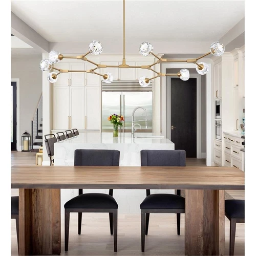 Elegant Lighting Zayne 10-Light Modern Crystal/Iron Pendant in Gold - Picture 2 of 8
