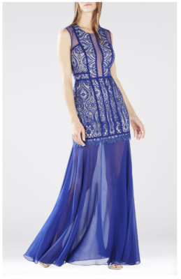 Robe De Soirée BCBGMAXAZRIA En Dentelle Burnout Bleue - Taille 4 - Neuve Avec étiquettes